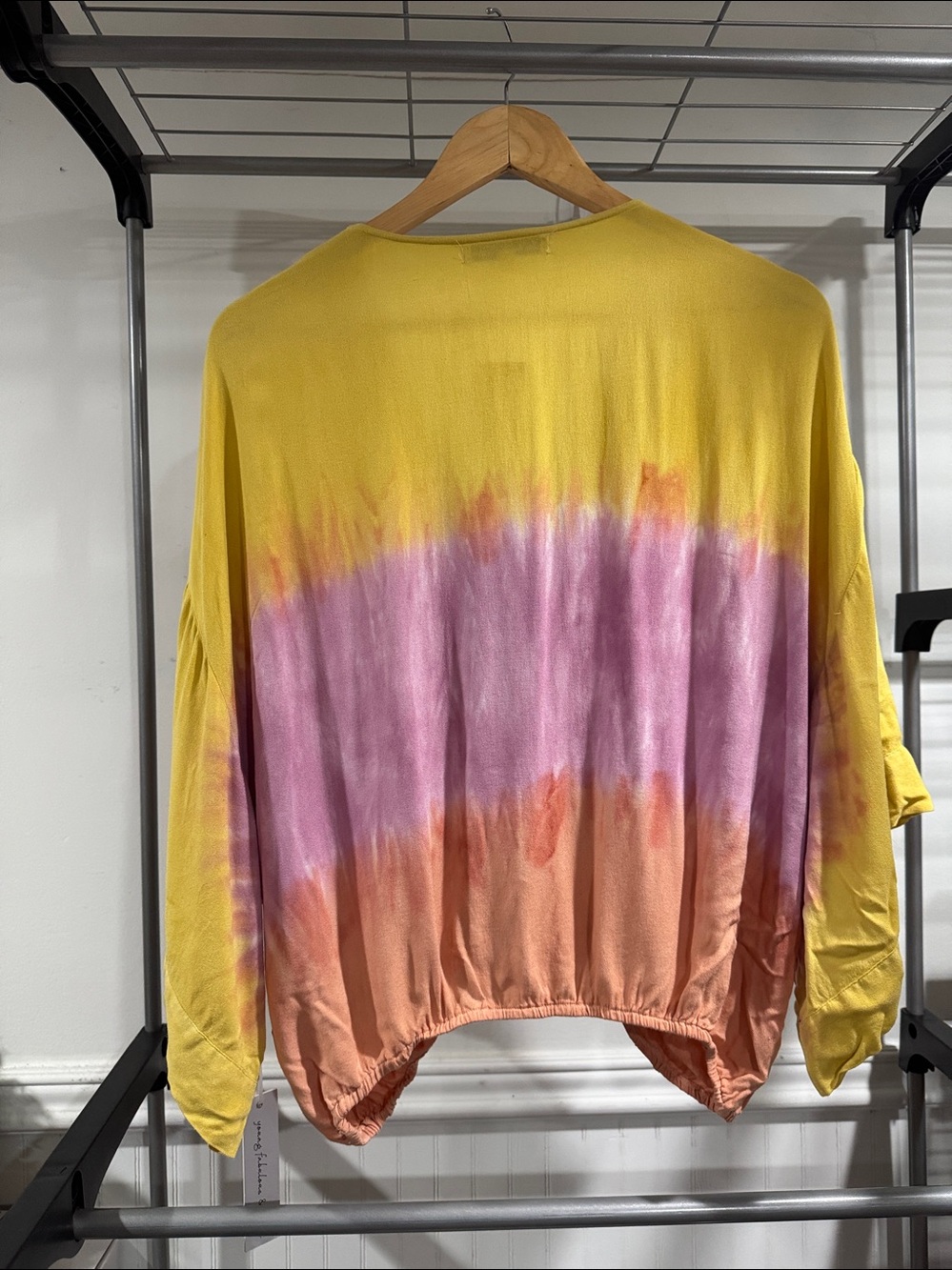 Young Fabulous & Broke Yellow Purple Orange Tie-Dye V-Neck blouse - Picture 4 of 4